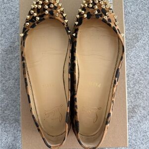 Christian Louboutin Aliochette Flat Veau Velours Rio. Gold Studded Flats Size 36